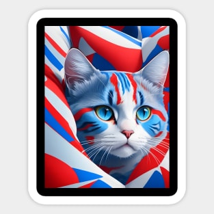 Red White And Blue Cat Sticker